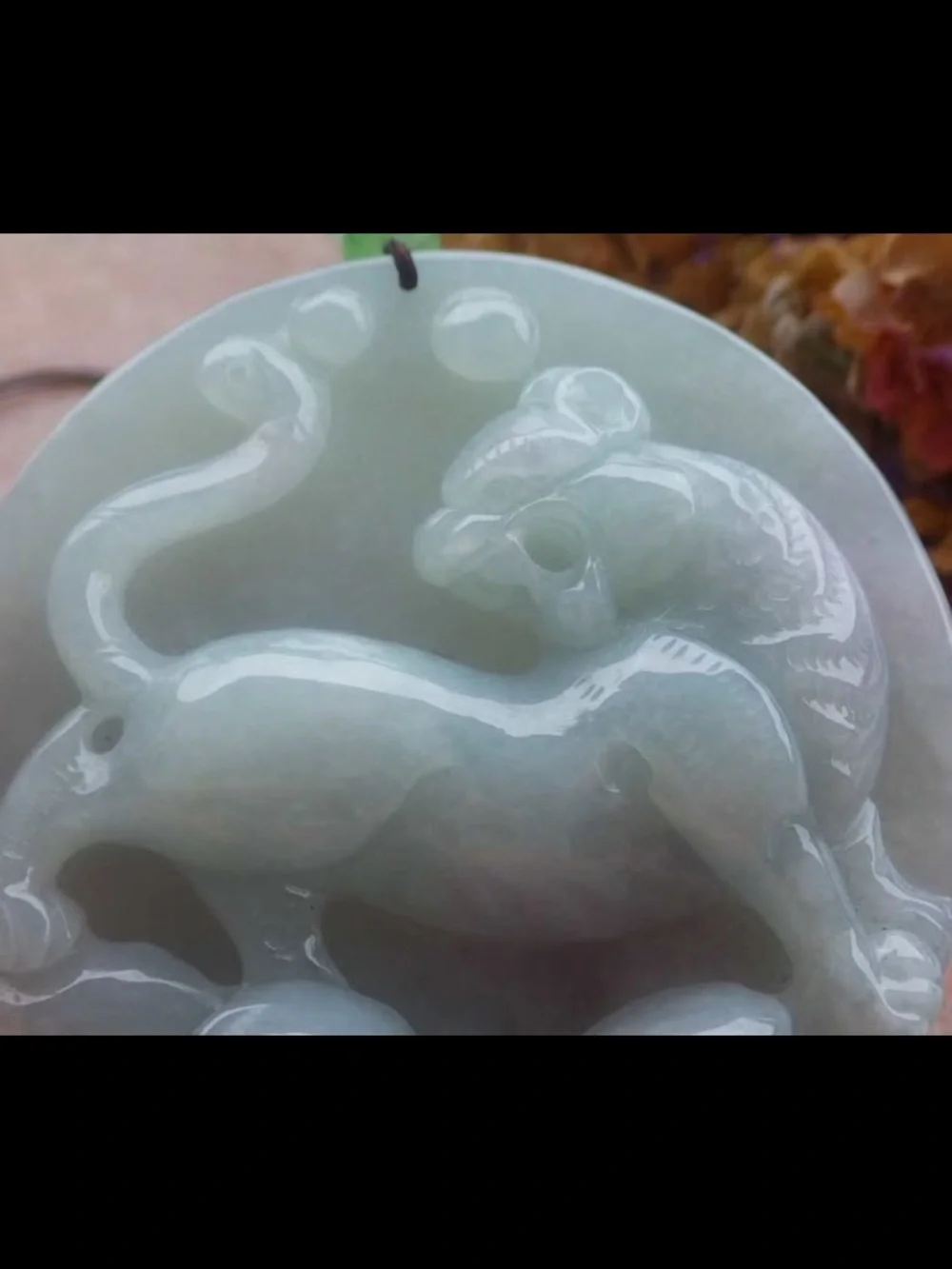 exquisite carved Certificate Jadeite jade light green wealth Tiger pendant